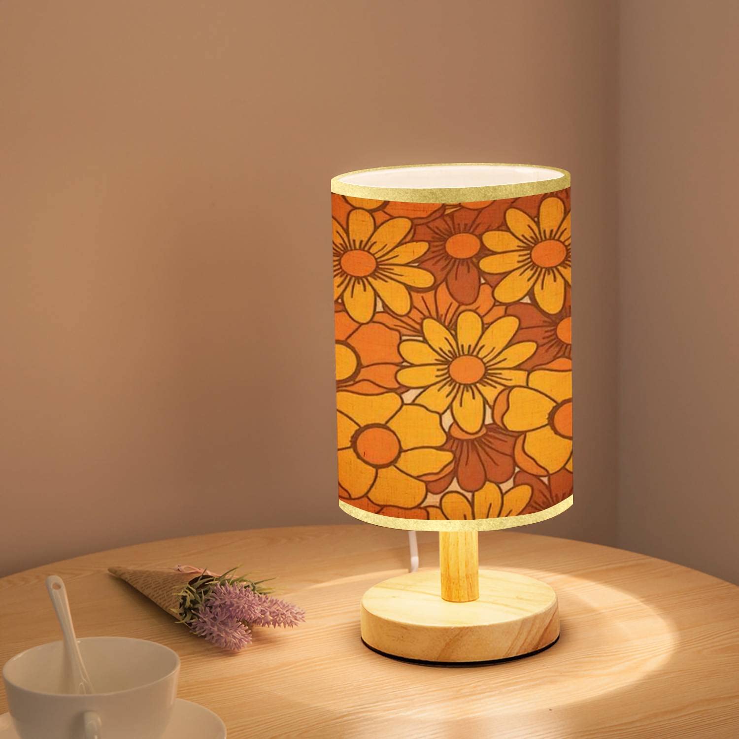 Minimalist Bedside Table Lamp 70s inspired floral This included 