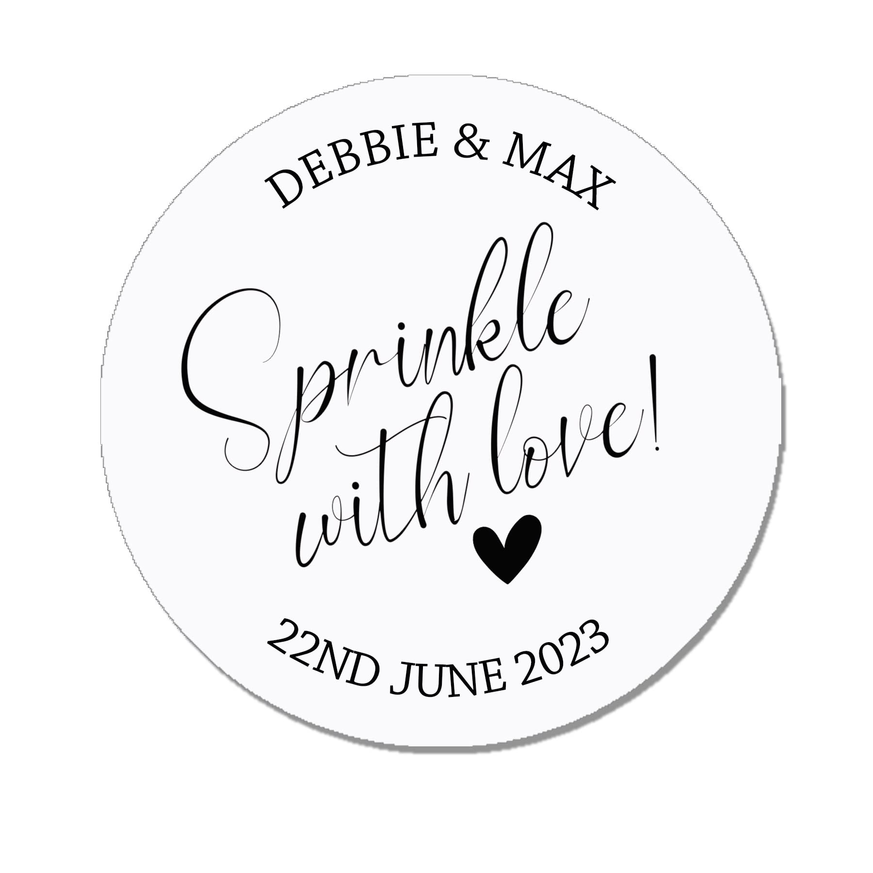 Treasured Forever White 35 Personalised Confetti Wedding Stickers Sprinkle The Love Sage, Throw Me, Cone Bags Favour Luxury - Sprinkle With Love (White)