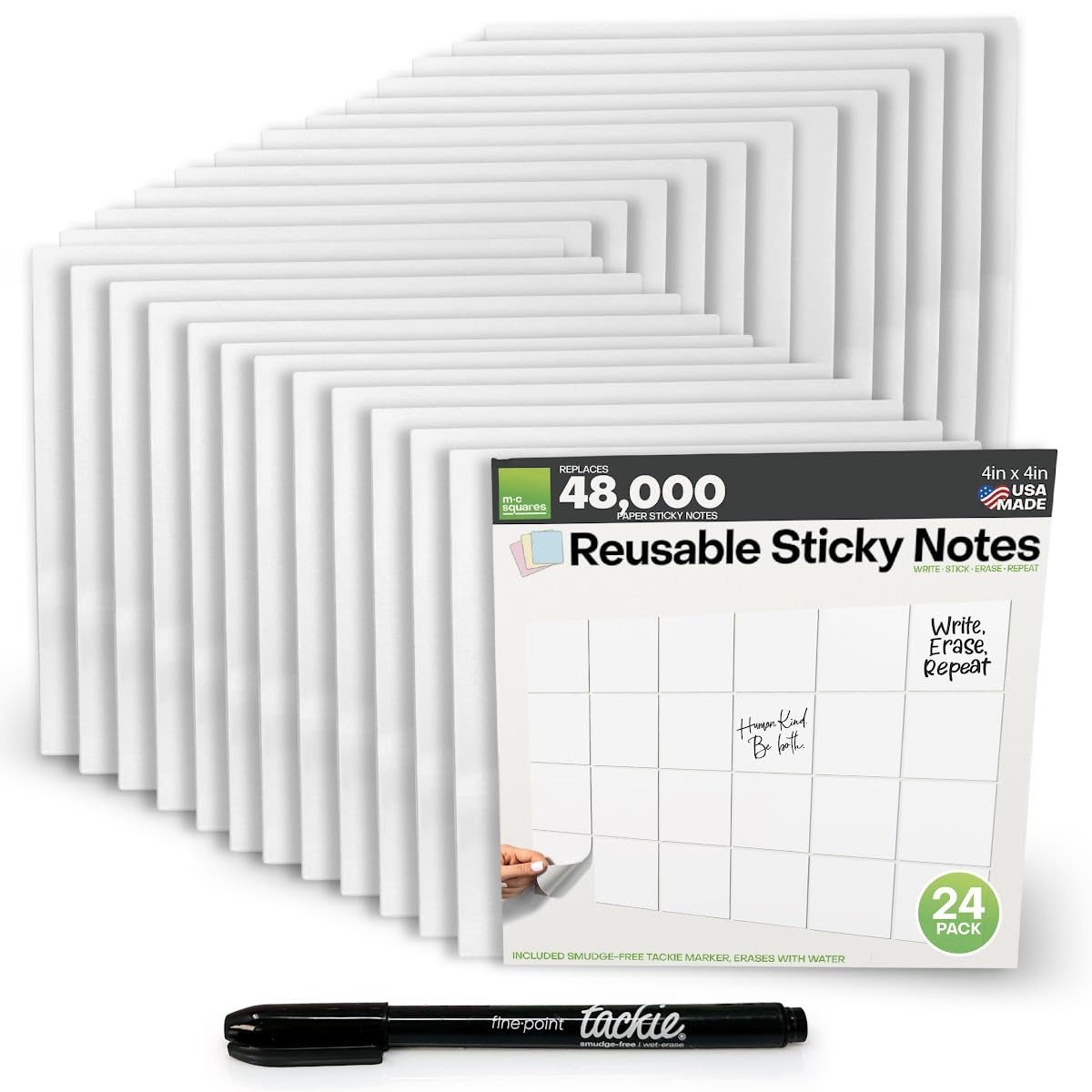 mcSquares Stickies DryErase Sticky Notes. Reusable Whiteboard Stickers