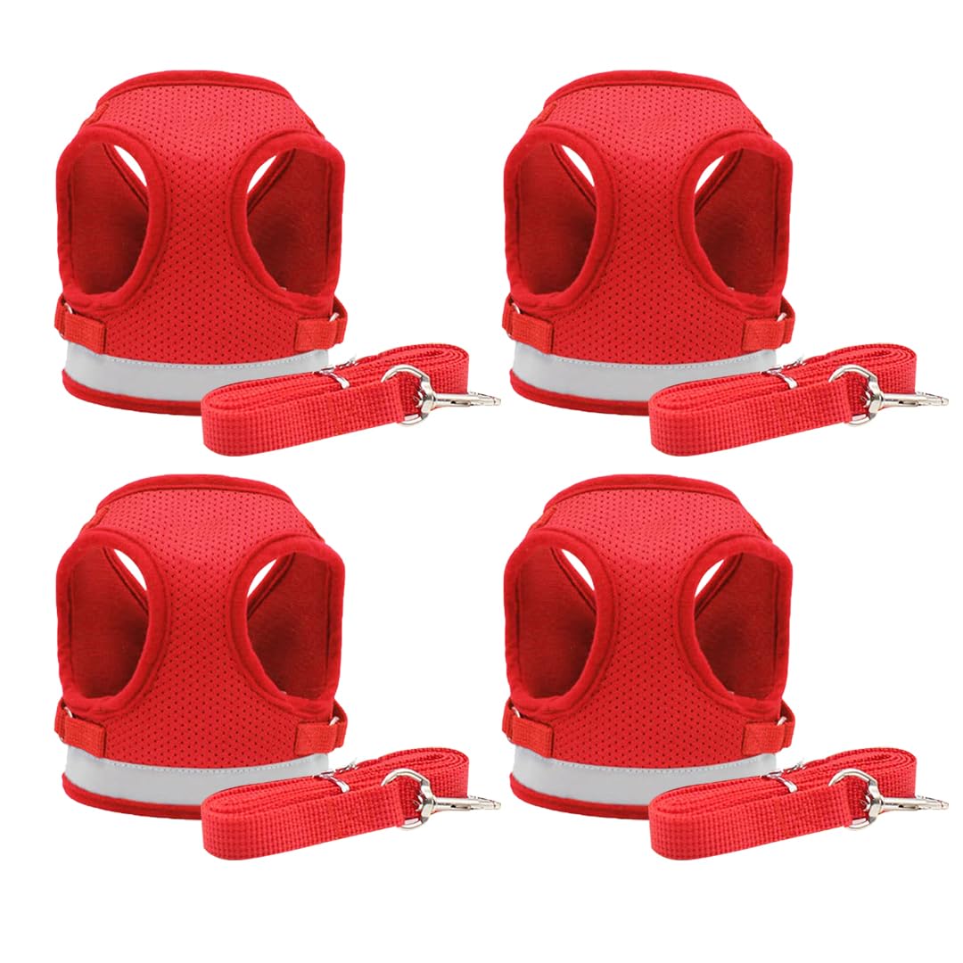Kuber Industries Reflective Dog Harness With Adjustable Leash|Breathable Polyester Mesh Fabric |Small Size|HT-844|Comfortable No-Pull Grip|QuickRelease Buckles|Easy On-Easy Off Harness|Red (Pack Of 4) (B0CVGRQSQ4) Amazon Price History, Amazon Price Tracker