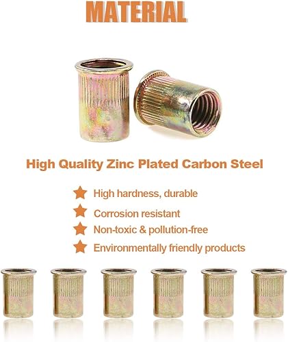 Miniatura 6 de Keadic 100 piezas M12 métrica de acero al carbono chapado en zinc tuerca remache cabeza plana roscada inserto Nutsert Kit (M12)