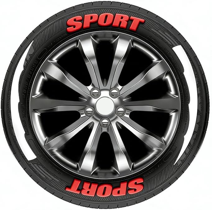 PENSUN 8 Sets Permanent Tire Lettering Sticker Sports Fit for All Car Models PVC Material Red Letter & White Blade Style - Image 4