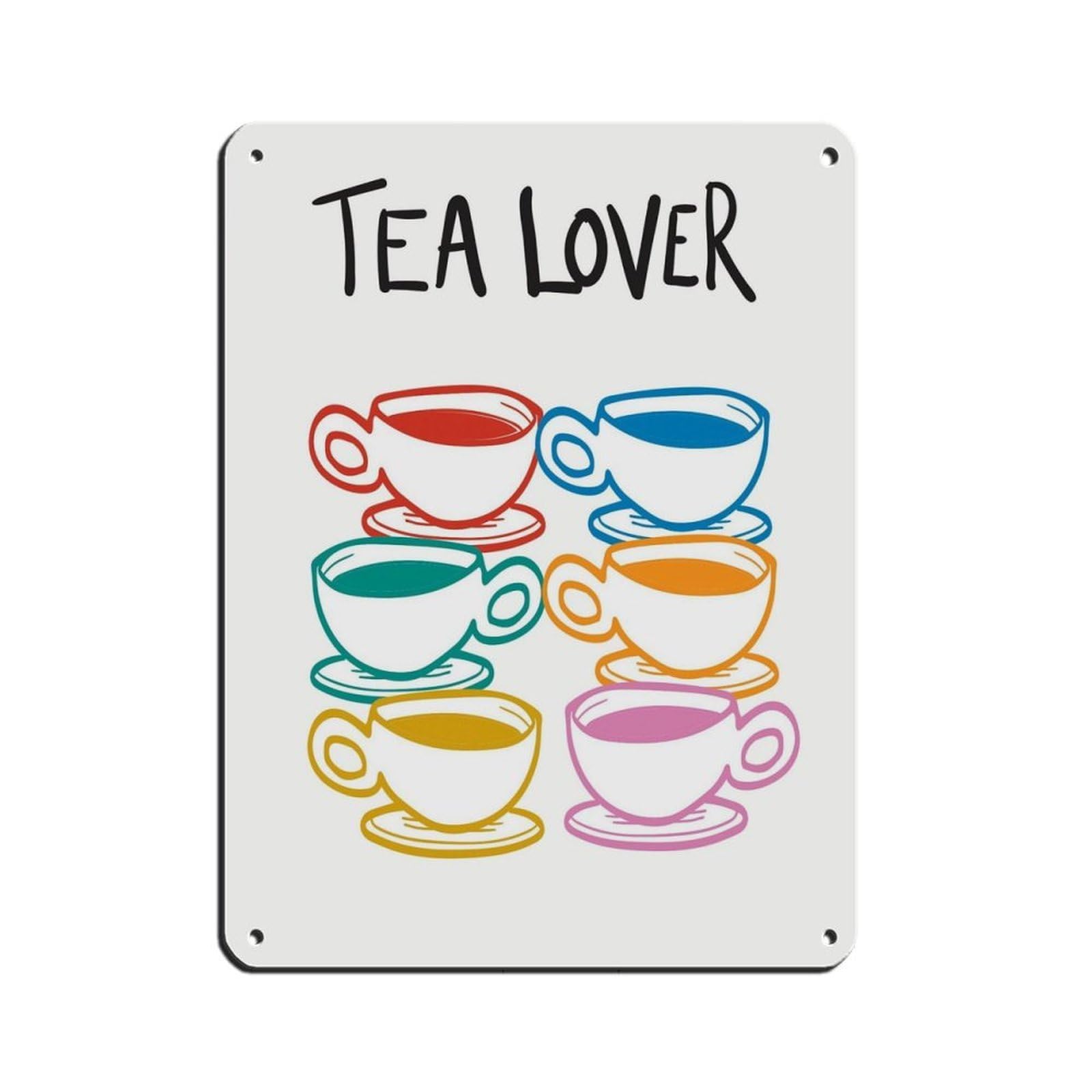 Hand Drawn Tea Lover Poster Tin Sign Vintage Metal Pub Club Cafe Bar Home Wall Art Decoration Poster Retro 12x16inch(30x40cm)