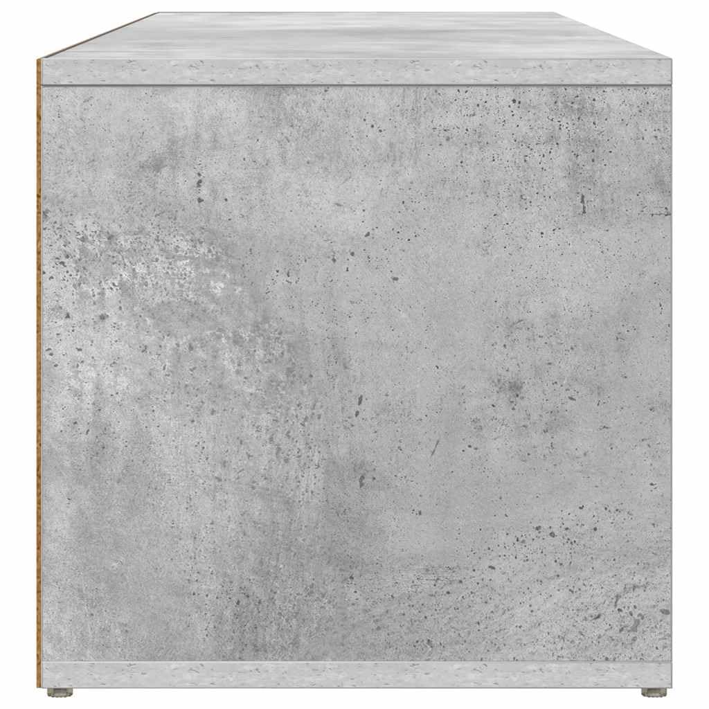 Banc à Chaussures Gris béton en aggloméré 105x35x35 cm avec 4 Compartiments, Meuble de Rangement modulable, Organisateur Pratique pour entrée ou Chambre