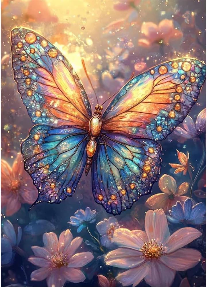 WSLWXSHM Diamond Art Painting Kits for Adults Butterfly, Insects Round Full Drill Diamond Art Kits, 5D DIY Paint with Diamonds Crafts for Home Wall Decoration Gifts 12×16Inch