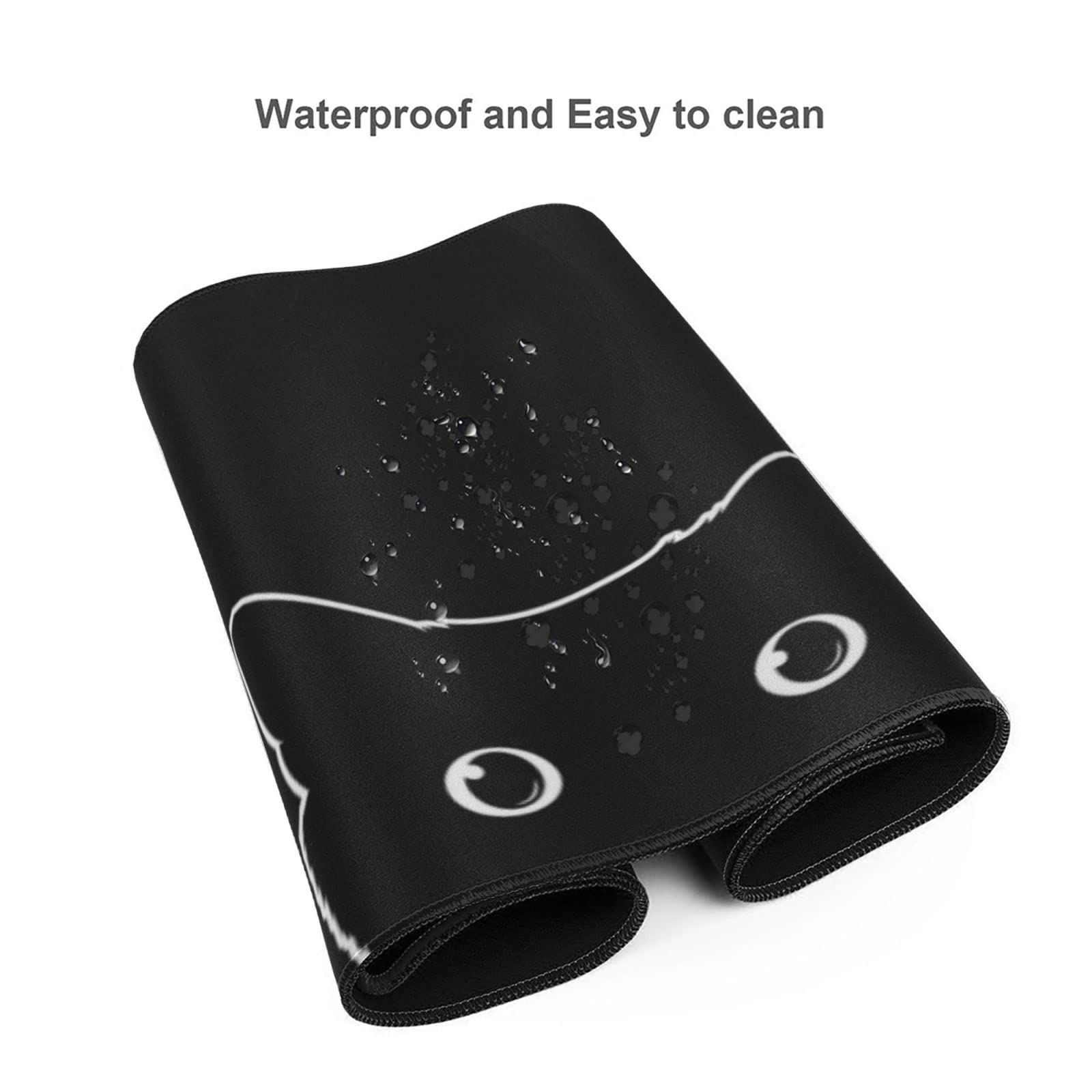 Linda alfombrilla de ratón para juegos de gato negro XXL XL grande para escritorio, almohadillas de teclado largas y extendidas, alfombrilla de goma de 31.5 x 11.8 pulgadas