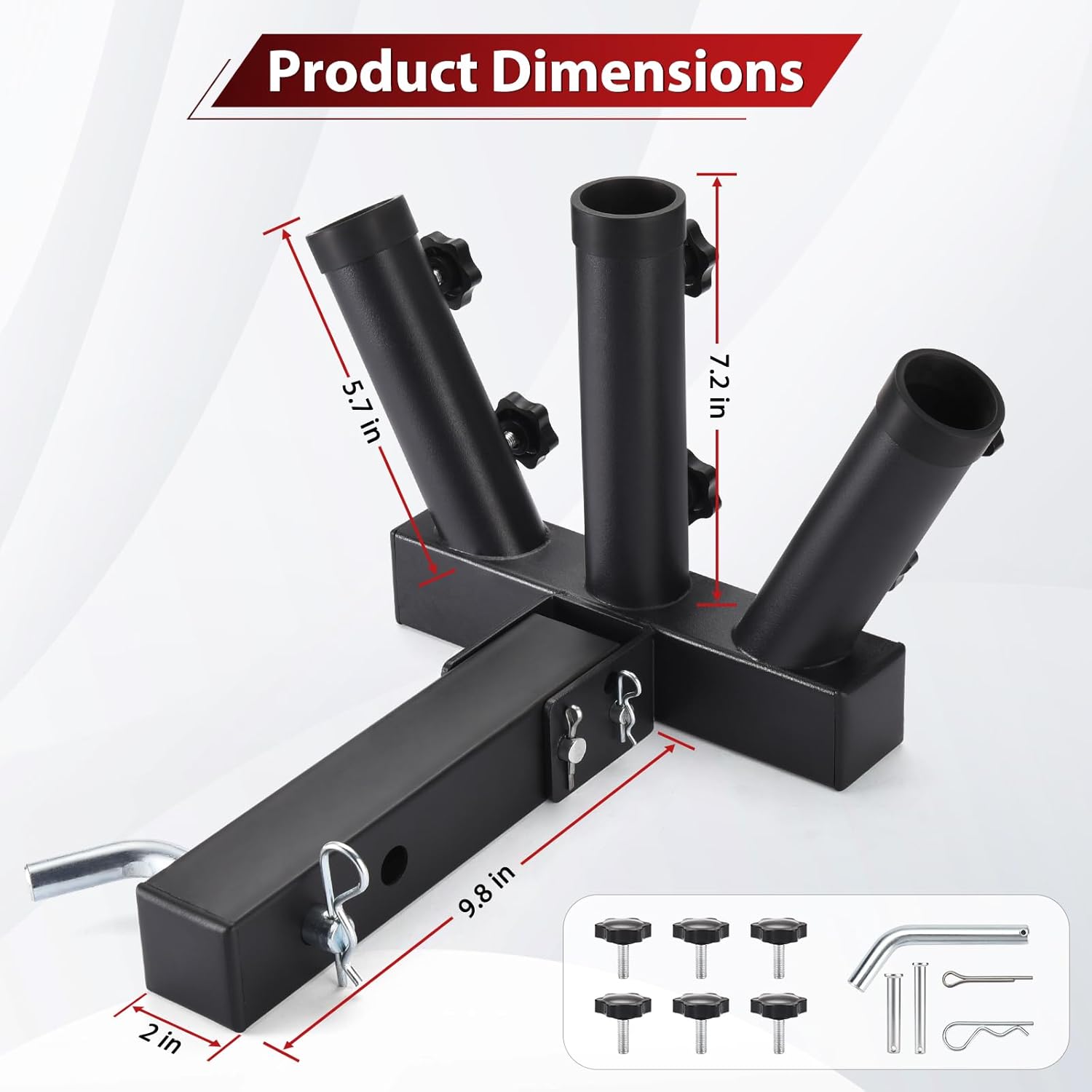 GADFISH Trailer Hitch Flagpole Mount, Two Mounting Options US Flag Hitch Mount, Universal Flag Hitch Mount for All 2" Receiver, Trailer Hitch Flag Pole Holder for Driving, Black - Image 5