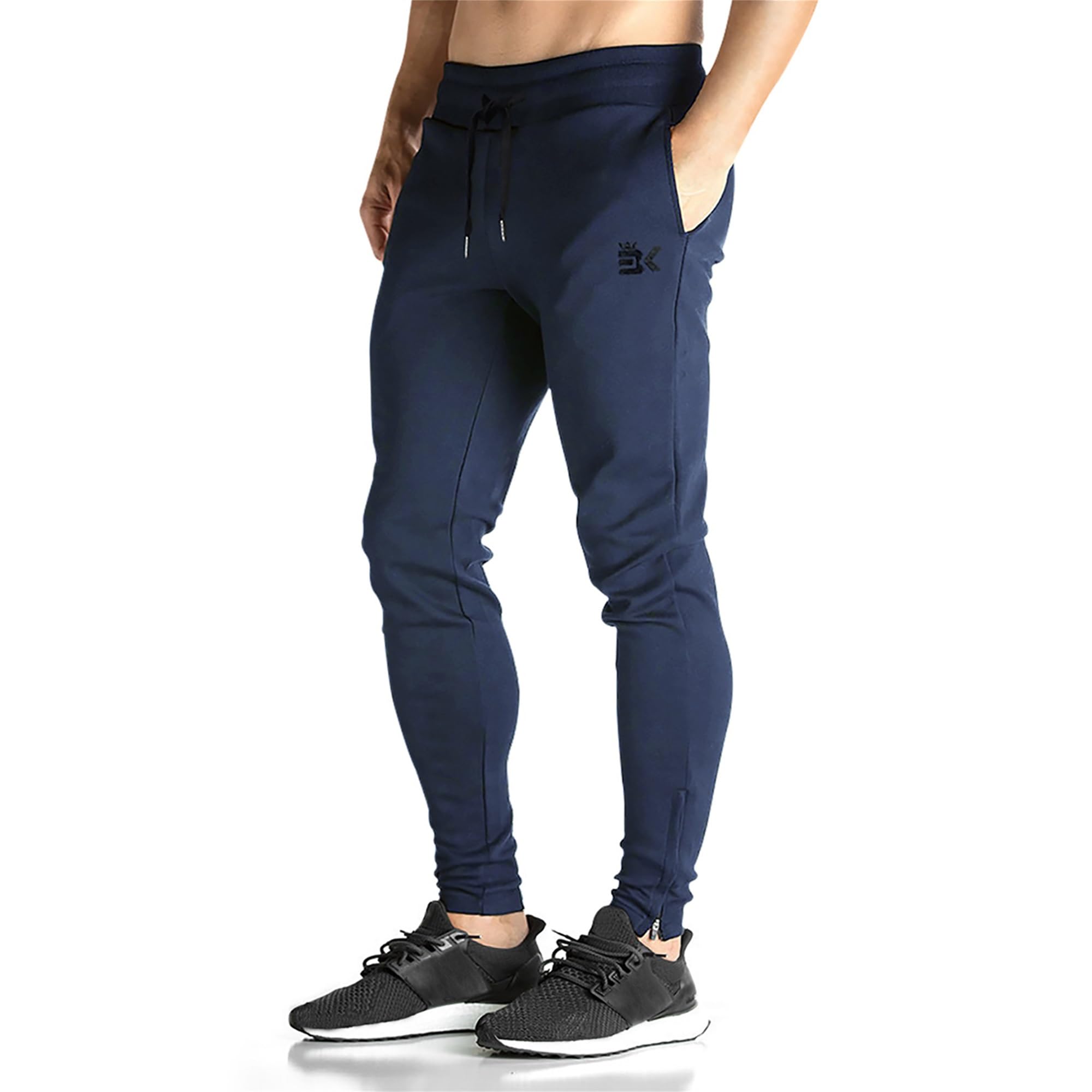 BROKIG Pantalon de Jogging Zippé pour Homme Sport Coton Fitness