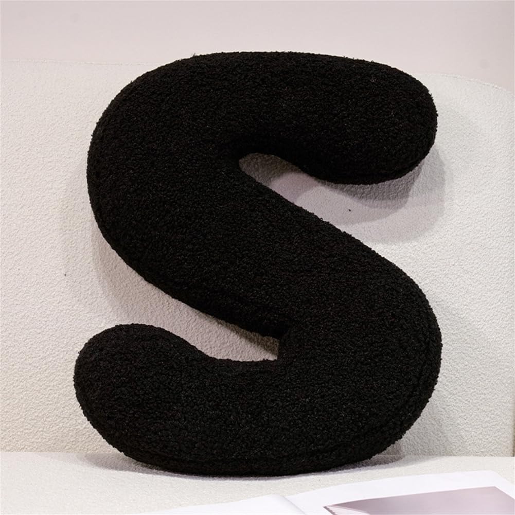 Fzkun S Black Letter Number Pillow – Oft Plush Alphabet & Numeric & Red Heart Cushion Decorative Initial Throw Pillow Diy Accent For Couch Ofa Bed Car Party Home Gift (S)