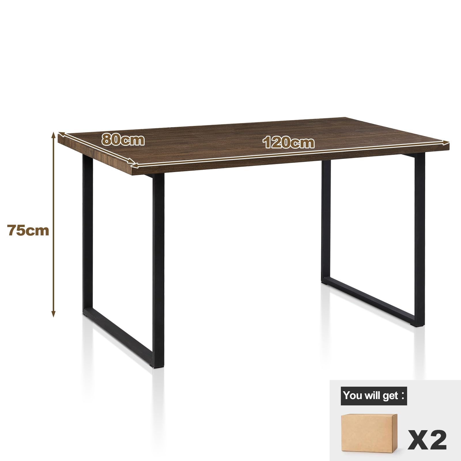 Vintage industrialny drewniany stół do jadalni 120 cm z efektem brązu stół kuchenny z metalowymi nogami 4-osobowy stół śniadaniowy do jadalni i mebli kuchennych