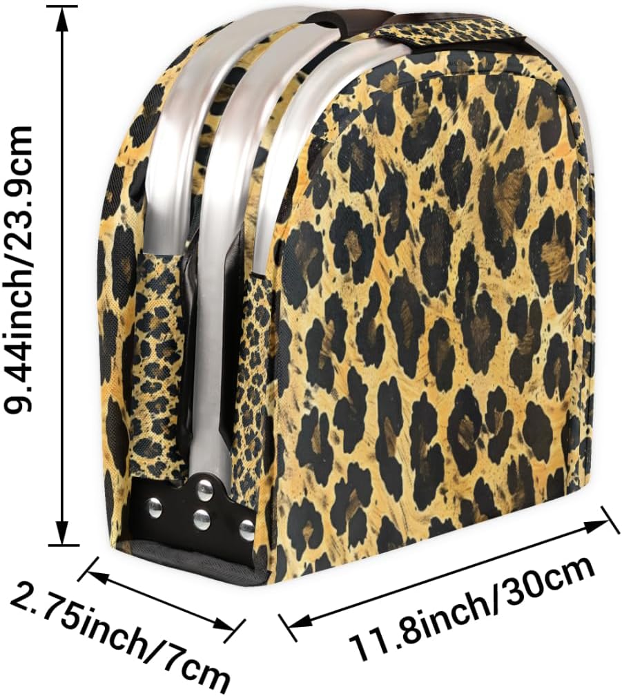 Leopard Print Folding Picnic Basket Large Reusable Shopping Basket Cheetah Brown Orange Collapsible Grocery Bag with Handle Aluminum Frame Market Basket