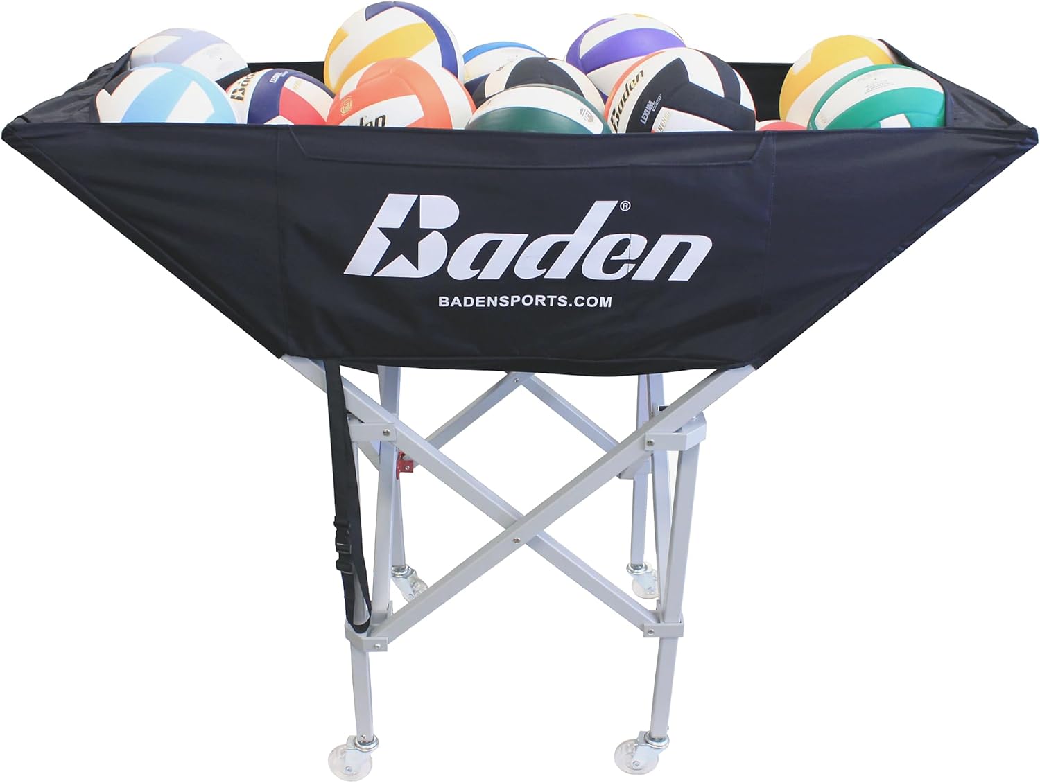 Baden CBC-200C Perfection Hammock Volleyball Cart | Durable Aluminum & Nylon Design for Easy Storage and Transport | Holds 30+ Volleyballs | Gunmetal Grey