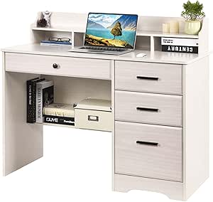 Amazon.com: MaverickFurni Desk with 4 Drawers, 44 Inch Study Desk with ...