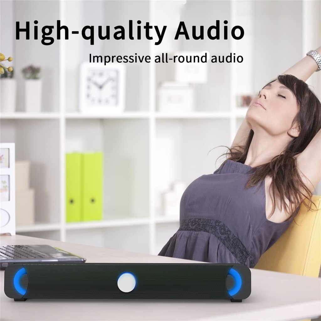 Stereo Soundbar 10W Computer Speaker 3.5mm Wired HiFi Sound Bar for Laptop Phones