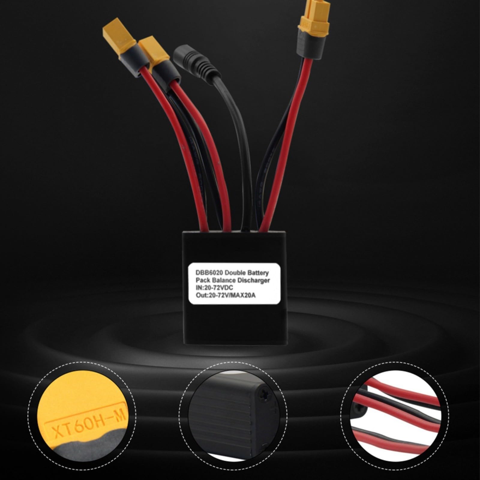 FUBESK Doppio convertitore di scarica della batteria, per Ebike Dual Battery Parallel Module 20V-72V, porta di ricarica, modulo parallelo