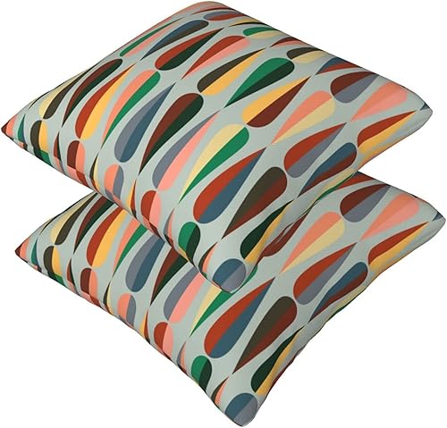 Miniatura 8 de bassyil Juego de 2 fundas de almohada decorativas de lino retro de mediados de siglo, fundas de cojín cuadradas para sofá, dormitorio, patio, 18 x