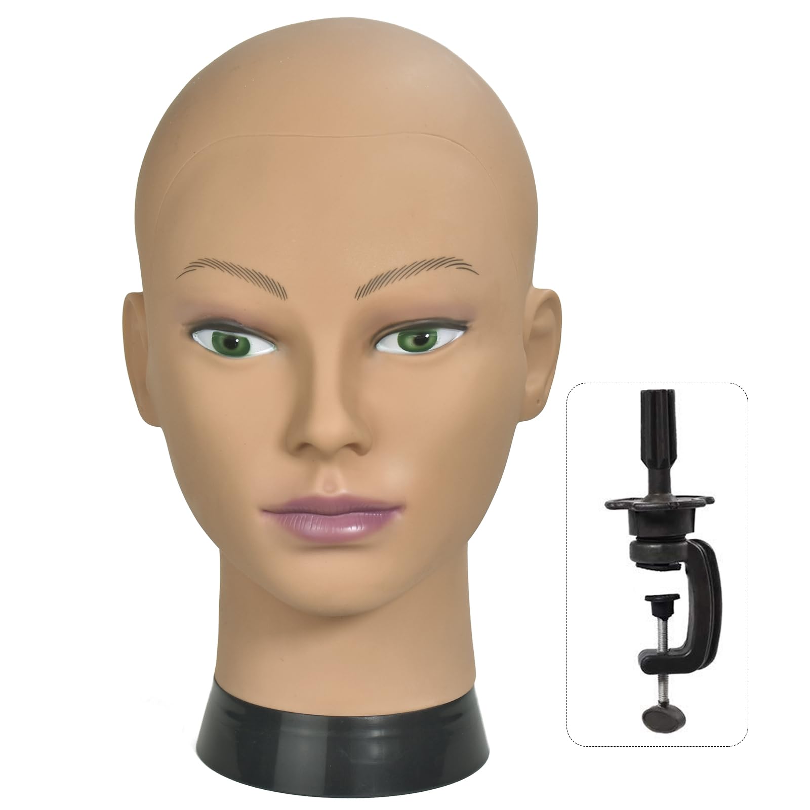 Testa Balda Mannequin Professionale Parrucca Cosmetologia per Sciarpa Display Maschera Vetri con Morsetto da Tavolo