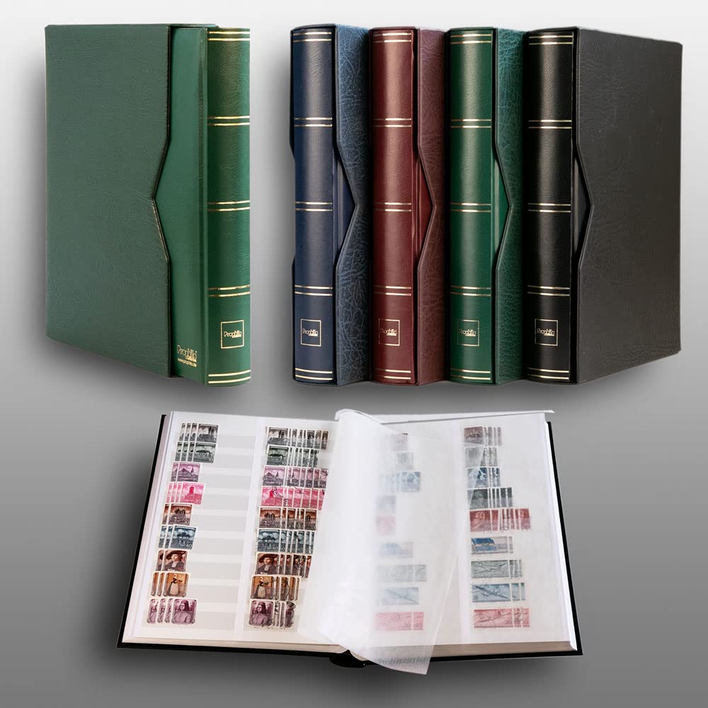 Prophila Collection 60 White Divided Pages Stamp Album Padded with Cassette Green