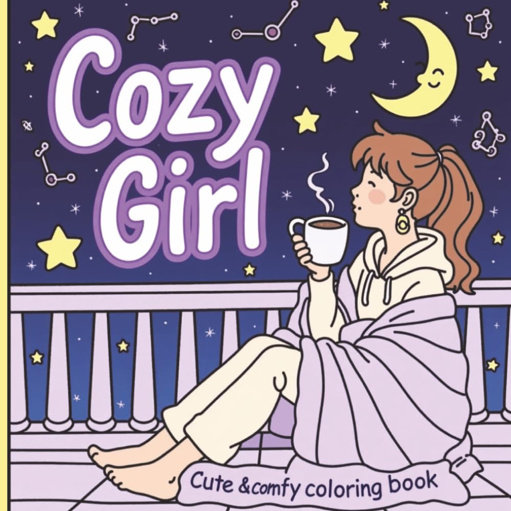 Cozy girl-Cute a comfy coloring book for Adults and Teens Featuring