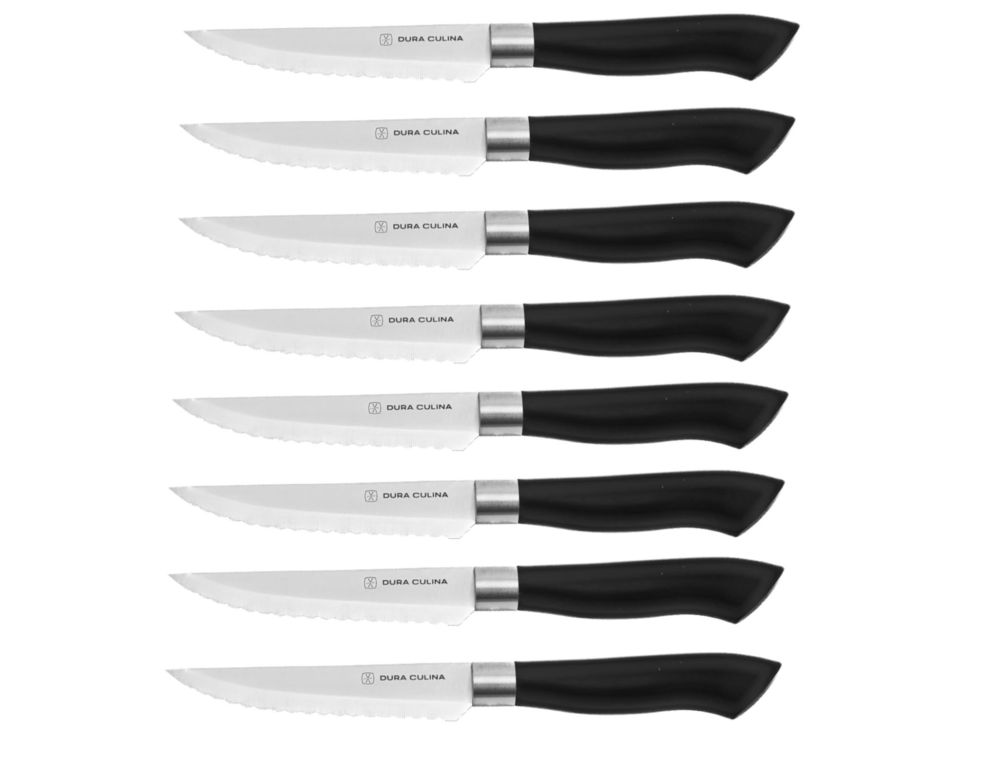 DURA LIVING Steak Knives Set of 8, Kitchen Knife Sets with Steel Blades for Precise Cutting, Lightweight Steak Knife Set Stainless Steel & Durable, Serrated Steak Knives