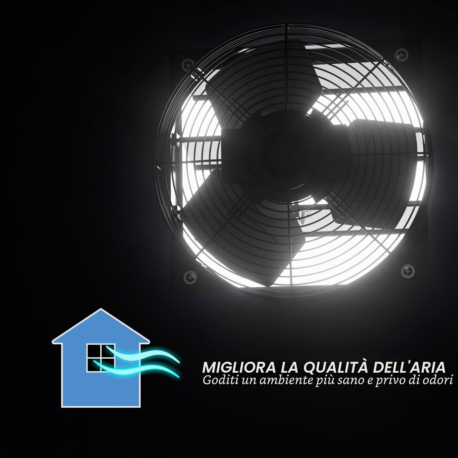 Aygrochy Ventola Aspirazione da 300 mm, industriale da parete 1650 m³/h, ventilazione e raffreddamento per serre, garage loft e cucina.