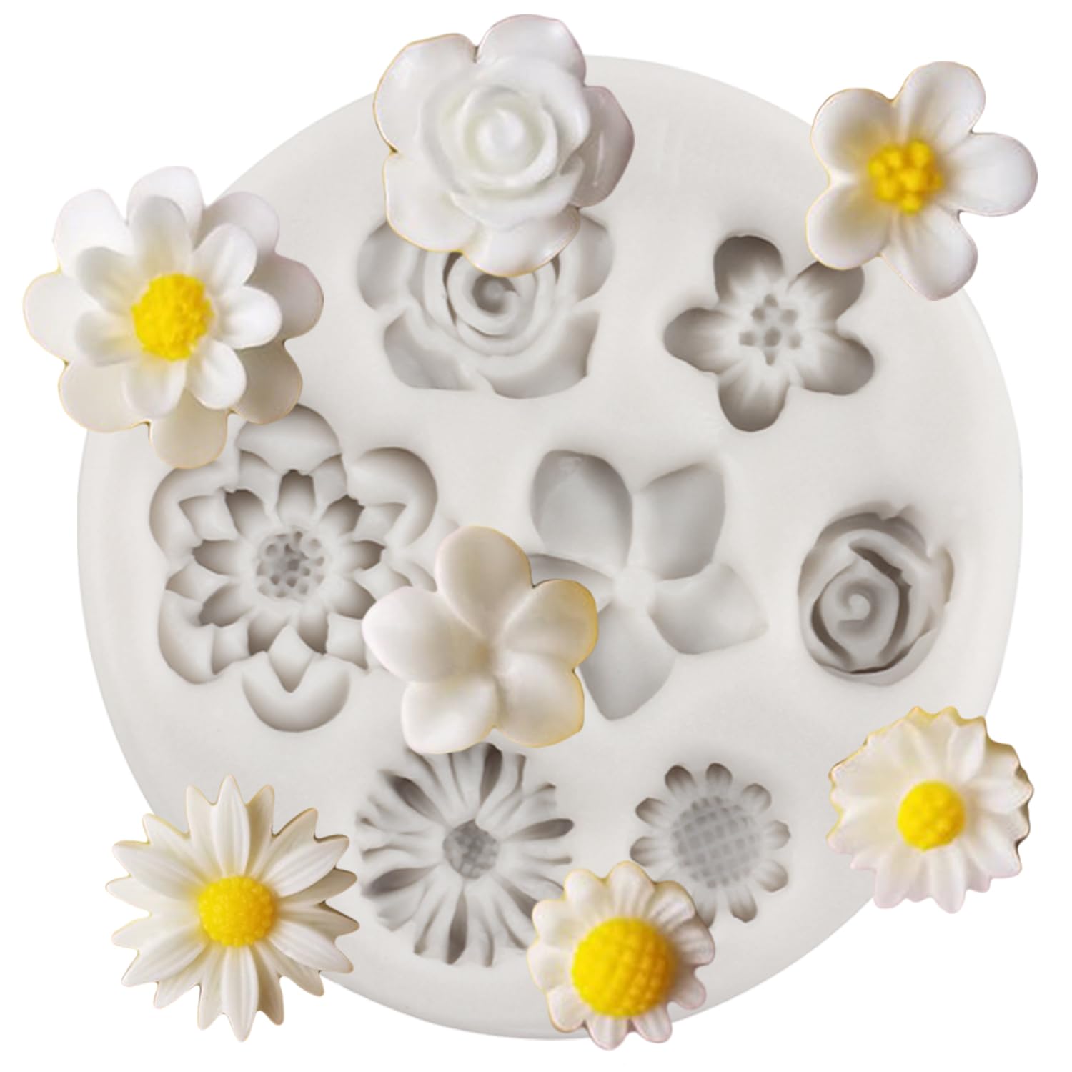 Flower Silicone Molds Daisy Fondant Candy Mold For Cake Decorating Cupcake Topper Chocolate Gum Paste Polymer Clay
