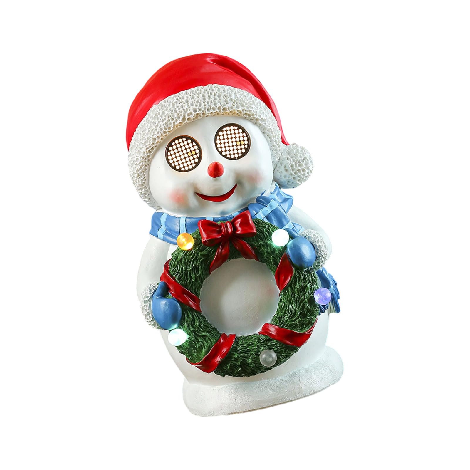 Figura decorativa de resina con luz LED para mantel, decoración de mesa, decoración de mesa con música de Navidad brillante, figura de resina musical con luz LED para repisas