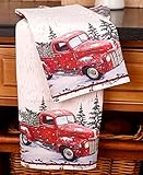 The Lakeside Collection Vintage Country Dish Towels with Red Pick Up Truck - Set of 2