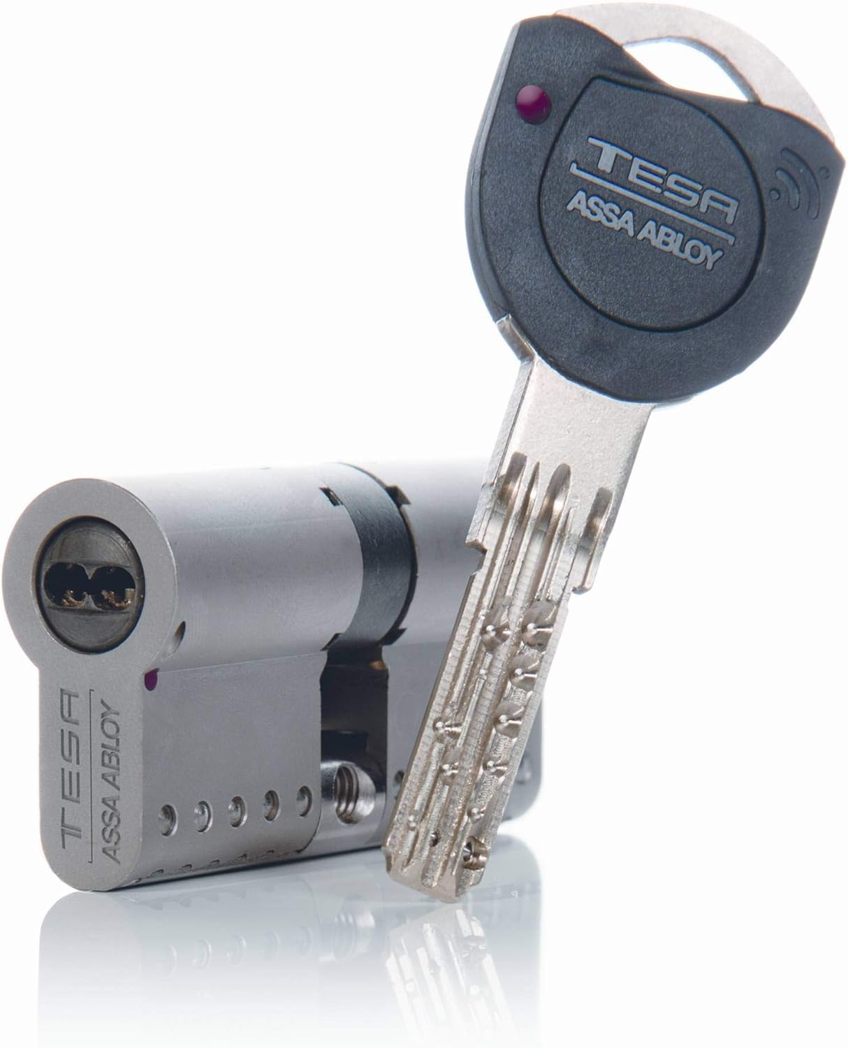 Tesa Assa Abloy, TK153030N, Cilindro de Alta Seguridad, TK100, Doble Embrague, Leva Larga, Niquelado, 30 x 30 mm