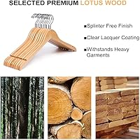 Vista 5 de Amber Home Paquete de 10 perchas de madera natural para camisas, perchas de madera de primera calidad sin barra, perchas para ropa para chaquetas