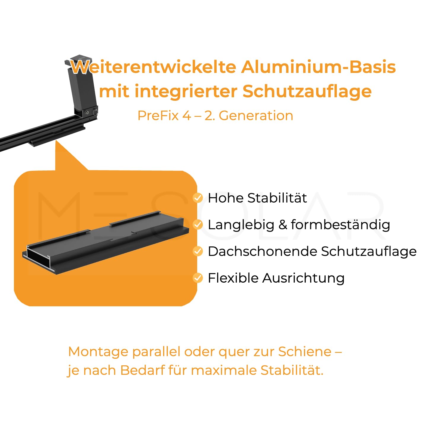 EasyMontage Flachdach Montagesystem für 4 Solarmodule PreFix4 II – schwarz eloxiert – 10 Grad Halterung – flexible Ausrichtung Ost/West/Süd