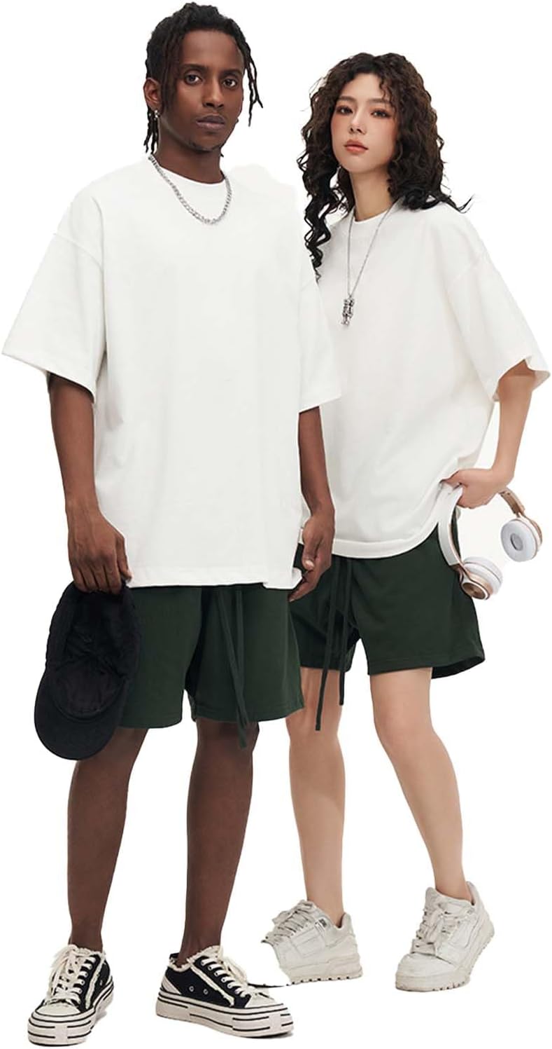 Men's Oversized Cotton t Shirt Heavyweight Tee Casual Crew Neck Short Sleeve Loose Summer Basic Tops - Image 4