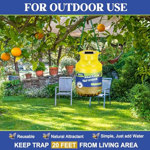 Pacote com 2 armadilhas solares reutilizáveis para uso ao ar livre, caçador de moscas estável, armad