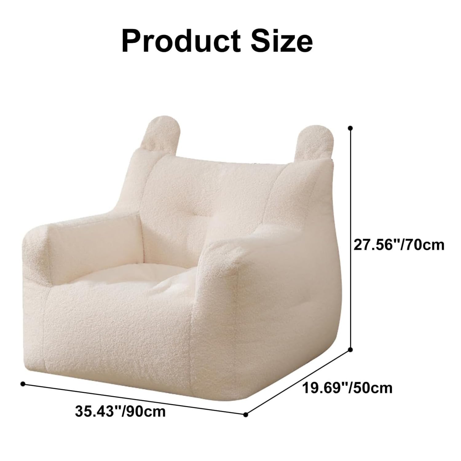 Drop & Sit Zitzak - Teddy stof - Compact & zacht - Taupé - 45x90 cm