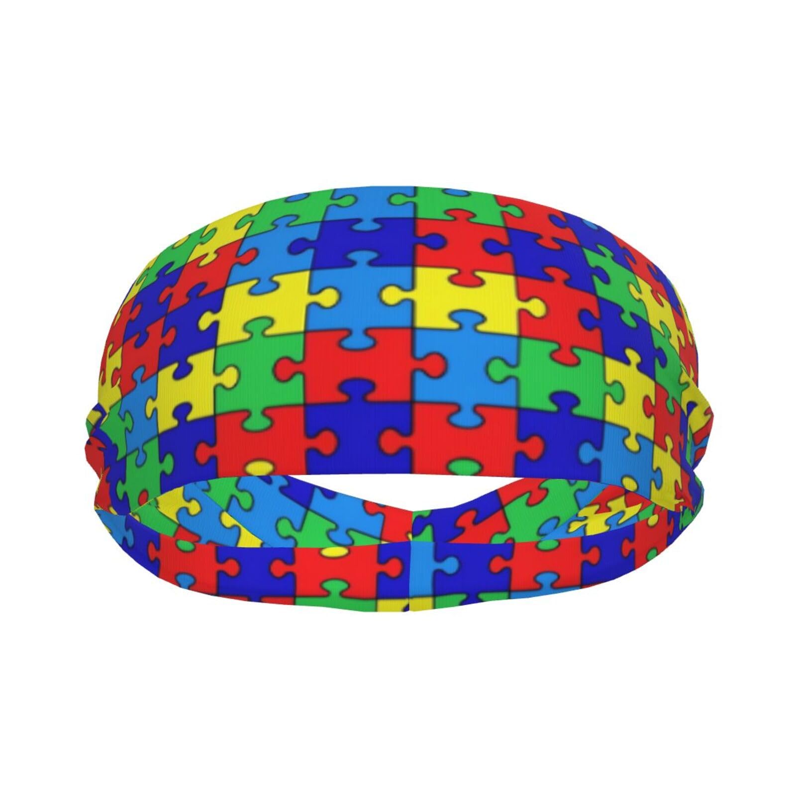 Autism Sweatband Sports Headband Hair Accessories for Women Men Running Cycling Yoga Fitness Workout