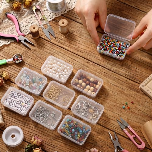 Image of SATINIOR 300 Packs Clear Small Plastic Containers Transparent Storage Box with Hinged Lid in Bulk for Jewelry Hardware Crafts Small Items (2.52 x 1.73 x 0.79 Inch)