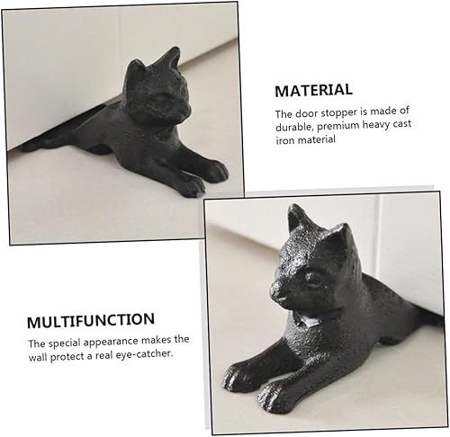 Miniatura 9 de Ciieeo Tope de puerta de gato de hierro fundido, tope de puerta de metal resistente, decoración de escritorio, tapón de puerta de hierro fundido,