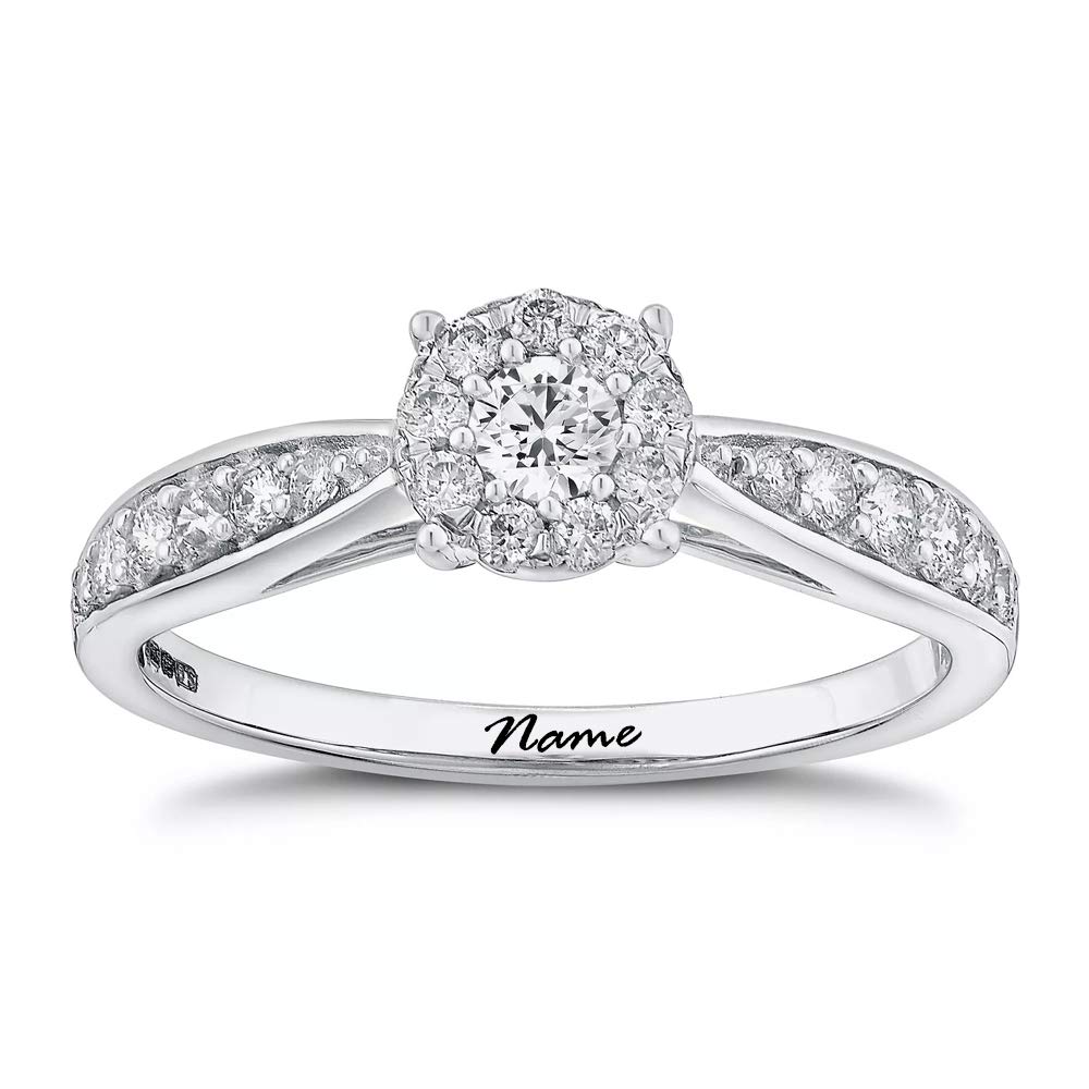 SISGEM1ct Moissanite Engagement Ring with Pave Set, 925 Silver Platinum Plated, for Her Women's Engagement Wedding