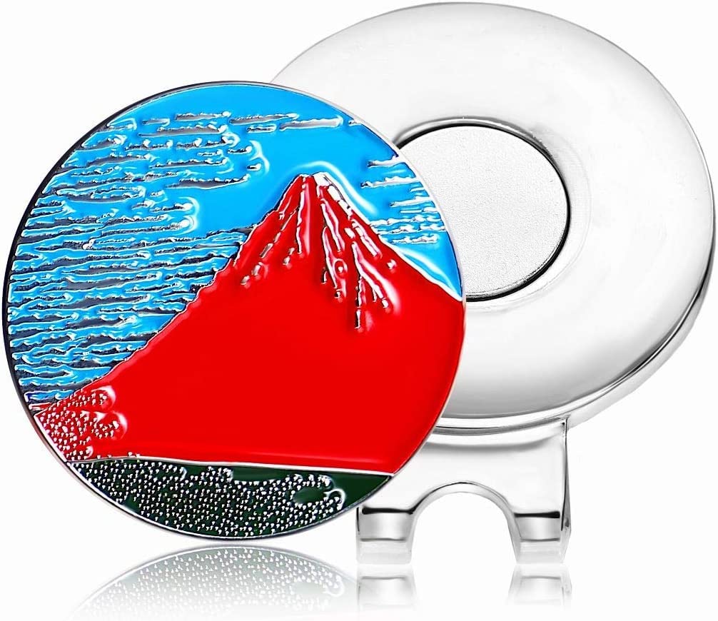 Japan Import Katsushika Hokusai Ukiyo-e Art Akafuji Golf Ball Marker with Magnetic Hat Clip Funny Gifts for Men E0008