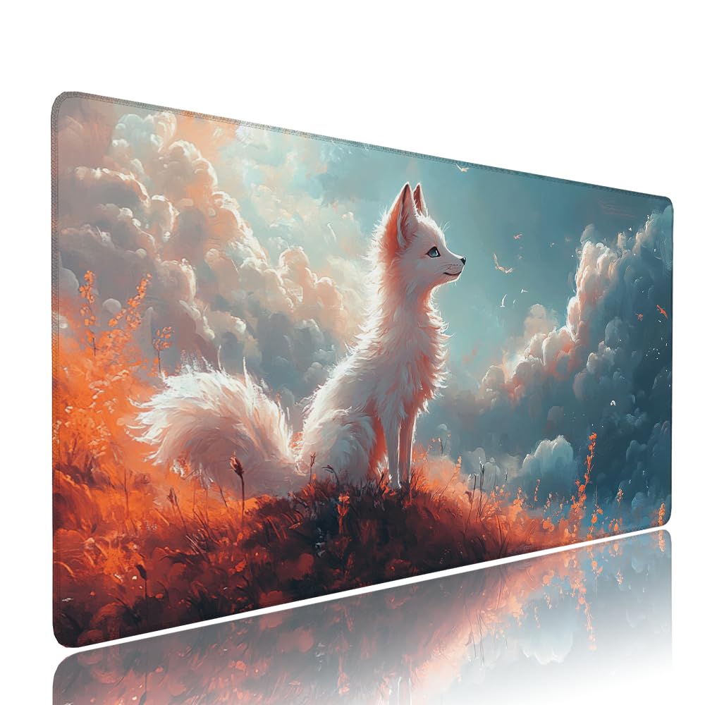 Alfombrilla de Mouse para Juegos, Blu, XXL, Antideslizante, Impermeable, Diseño de Volpe, Extendido, Grande, 1200x600x3mm, para PC, Laptop, Ufficio, Famiglia d-768