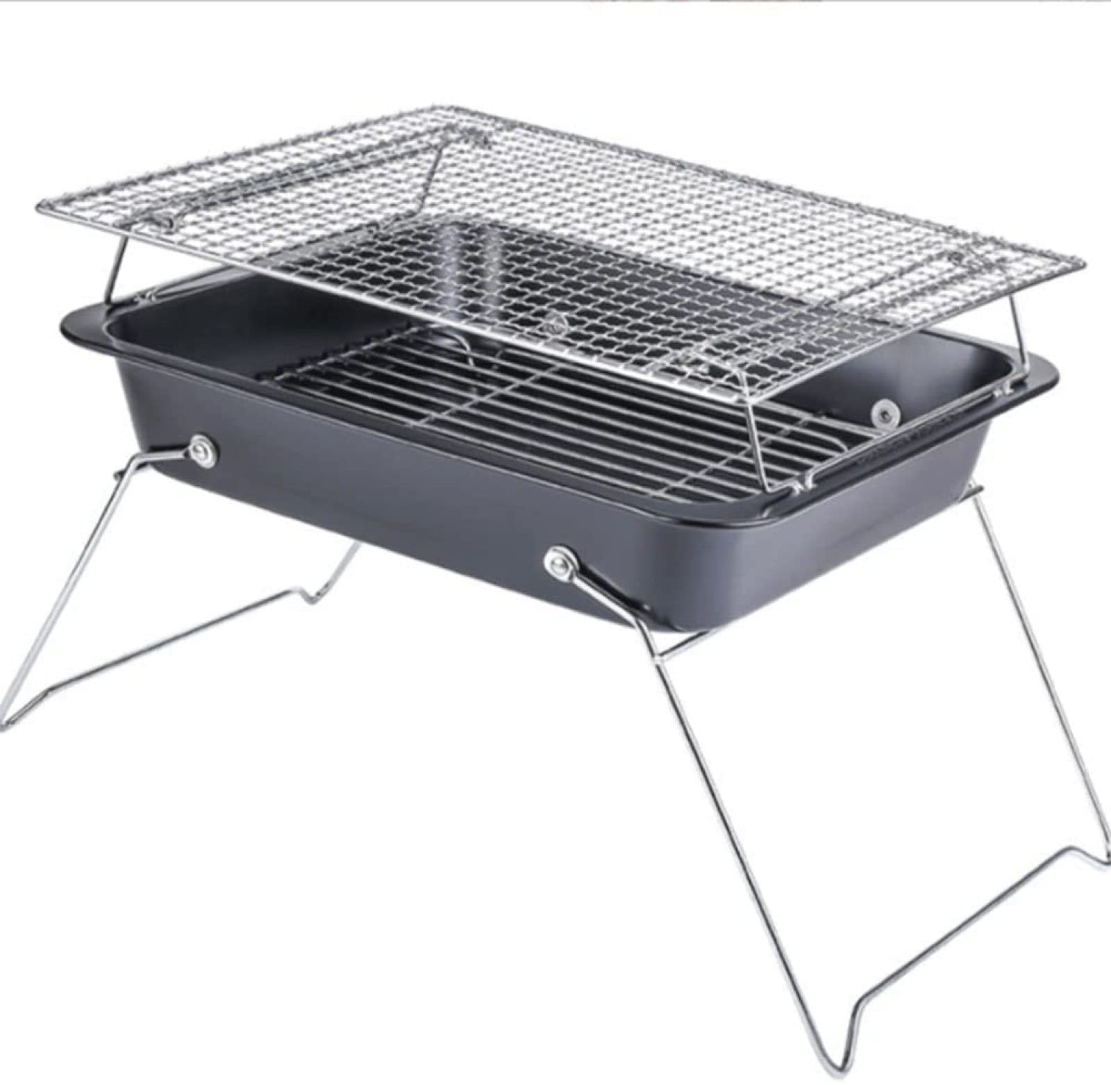 Griglia per Barbecue a Carbone piegata, Barbecue da Tavolo Portatile in Acciaio Inox Griglia per Fumatori per Picnic all'aperto, Patio, Cortile, Campeggio, Cucina, Feste in Spiaggia