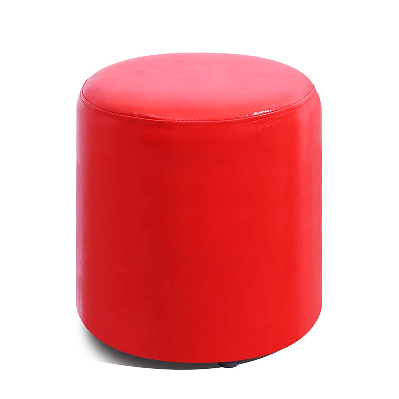 Tabouret Rond Pouf Pouf Repose-Pieds Simili Cuir Rouge Petit Siège