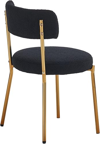 Miniatura 7 de Dolonm Juego de 2 sillas de comedor de cocina, tapizadas de tela de peluche, silla Bouclé y sherpa, silla de cocina con respaldo curvo, silla de