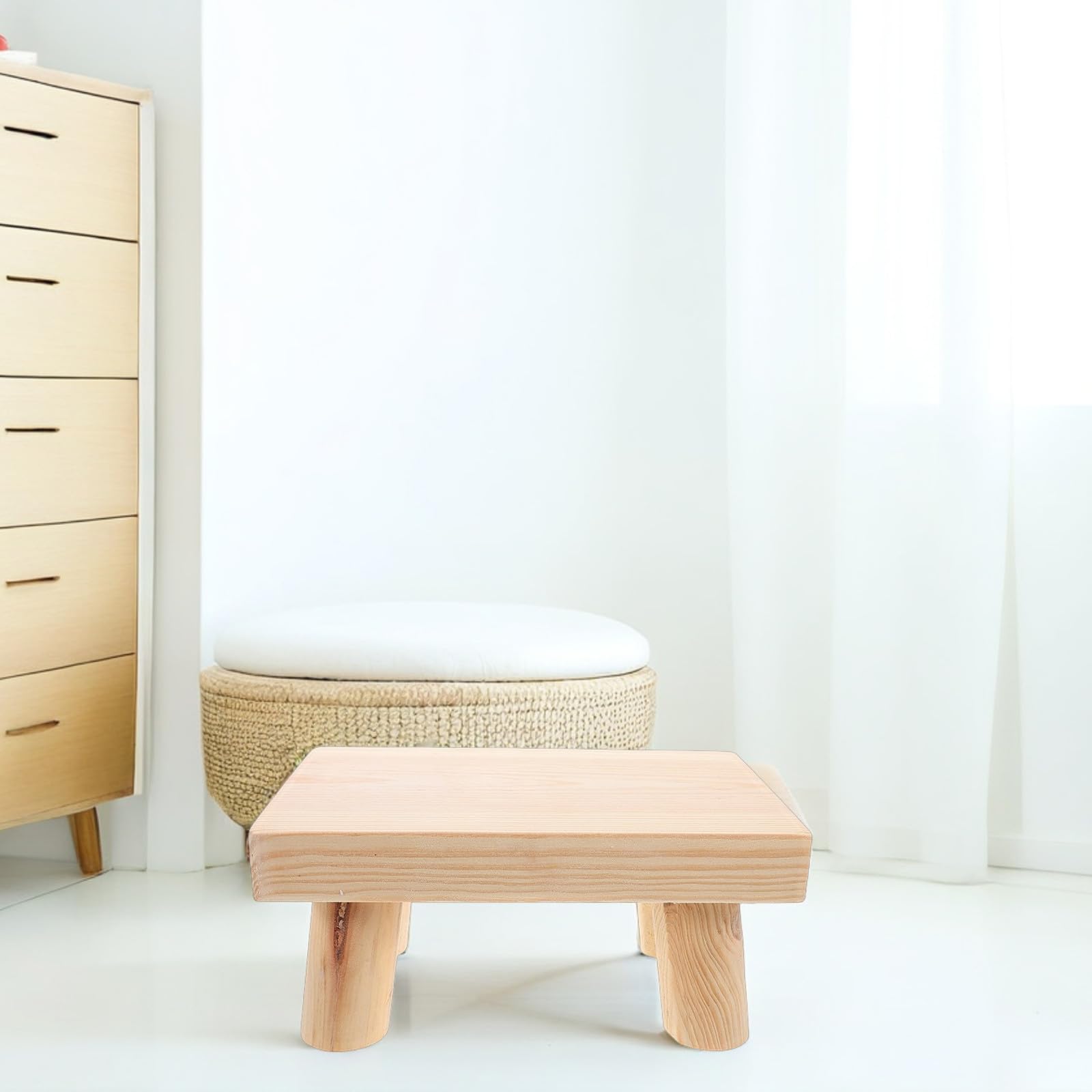 VALICLUD Sgabello Basso con Superficie Antiscivolo in Legno per Bambini Leggero e Design Portatile e Adatto per Uso Domestico e All'aperto