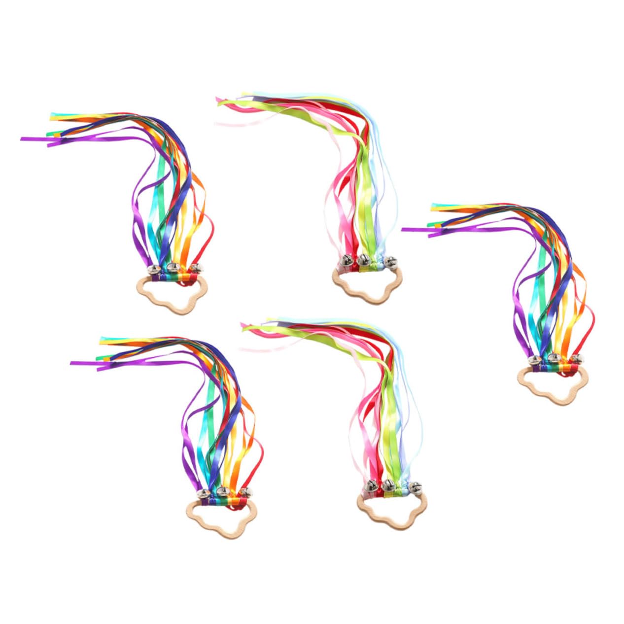 GALPADA 5Pcs Rainbow Streamer Ribbons with Bells for Outdoor for Dance and Coordination Skills Sensory Play for Boys