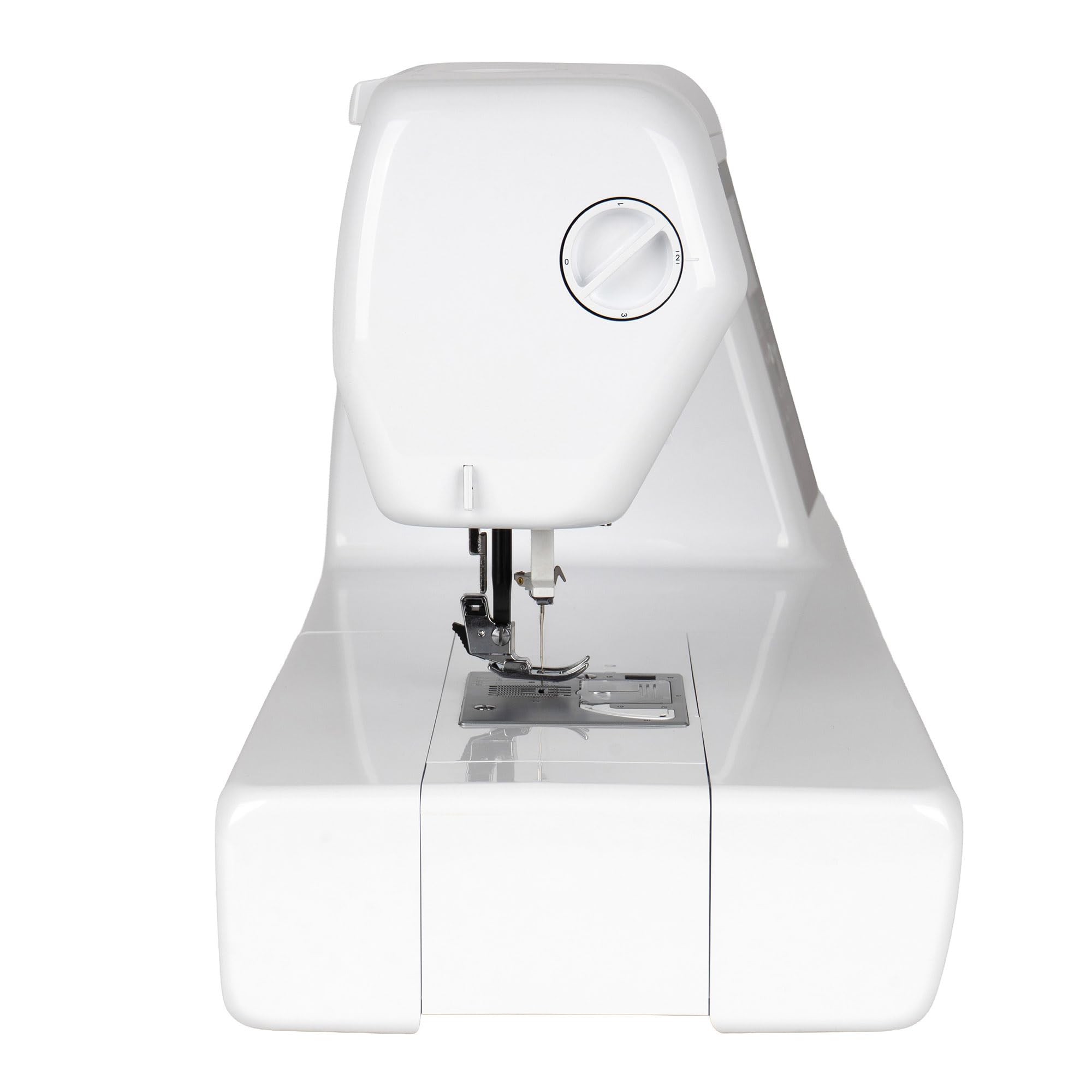 Nähwelt Flach Basic Sewing Maxi Computer-Nähmaschine – Langarm Nähmaschine mit 30 cm Durchlass, 200 Stichen, LCD-Display & Kniehebel, 1000 Stiche/Min