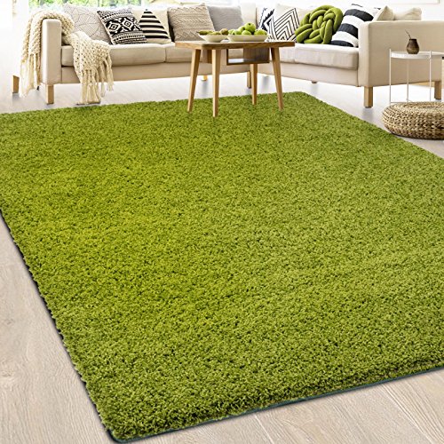 casa pura Tapis Shaggy Tapis Poil Long | Tapis Doux, épais | Qualité Allemande | Tapis Salon | Tailles et Couleurs au Choix | Barcelona, 140x200cm - Vert