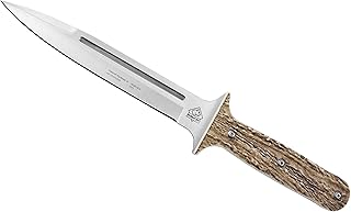 13" Pig Sticker POM Commando Stag Beveled Blade with Leather Sheath - Puma XP