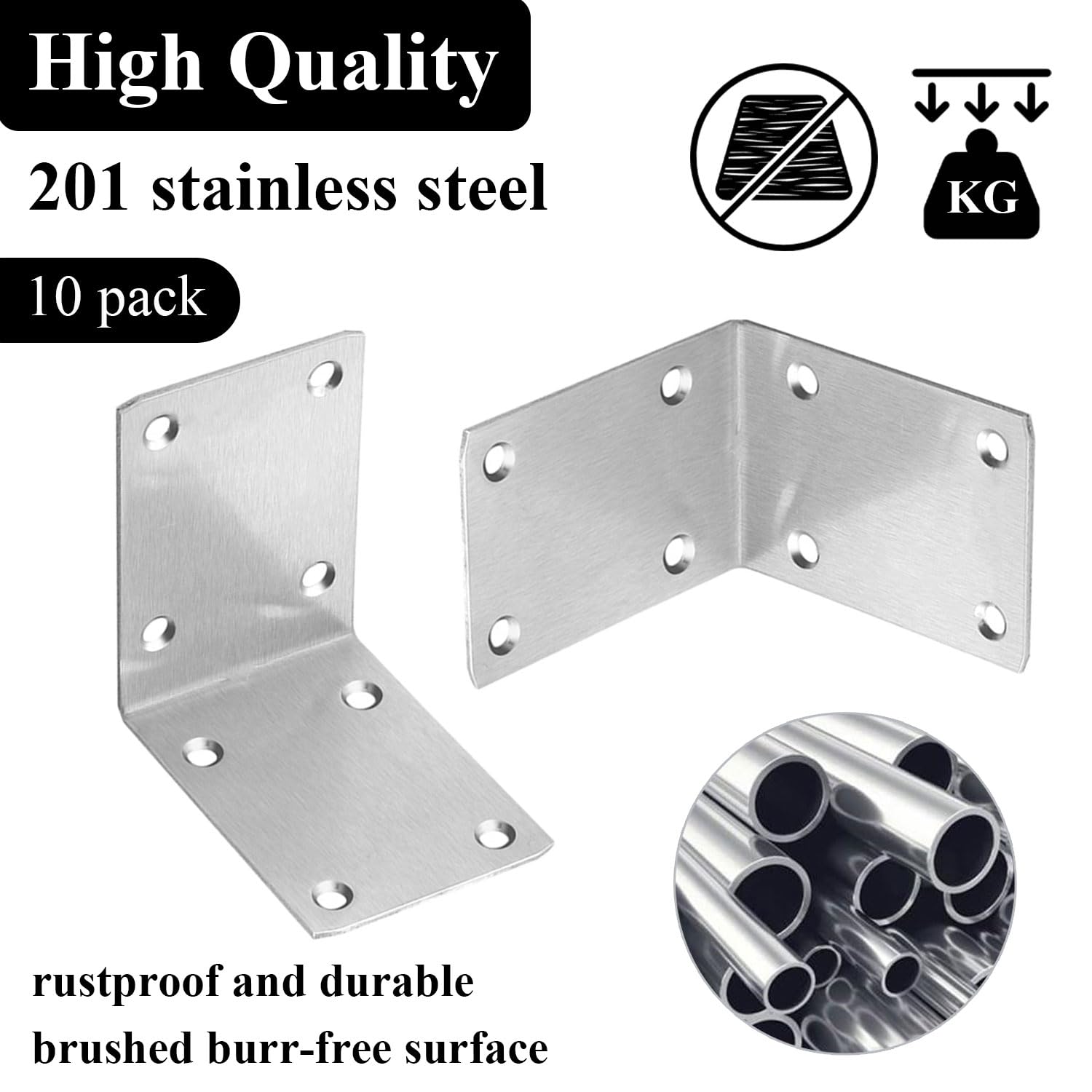 Wopanxye 10pcs Right Angle Brackets for Wood 50x70x70mm, 90° Corner Bracket - Image 4