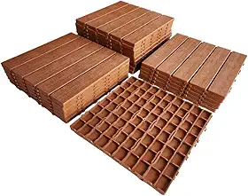 Kit com 10 Peças, Deck Modular de Plástico, Textura Madeira, 30x30cm.